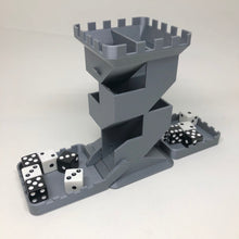 Load image into Gallery viewer, Castle Dice Tower with Folding Dice Trays - Double Sided - 5 1/8" tall