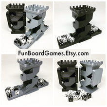 Load image into Gallery viewer, Castle Dice Tower with Folding Dice Trays - Double Sided - 5 1/8" tall