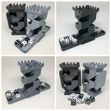 Load image into Gallery viewer, Castle Dice Tower with Folding Dice Trays - Double Sided - 5 1/8" tall