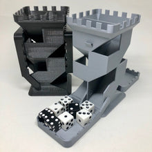 Load image into Gallery viewer, Castle Dice Tower with Folding Dice Trays - Double Sided - 5 1/8" tall