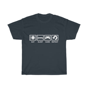 Eat Sleep Play Video Games Repeat Cotton Tee T-Shirt - Horizontal Logo