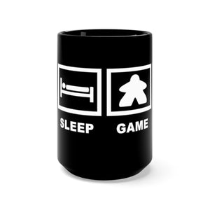 Eat Sleep Play Board Games Repeat Black Mug 15oz
