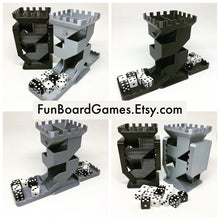 Load image into Gallery viewer, Castle Dice Tower with Folding Dice Trays - Double Sided - 5 1/8&quot; tall