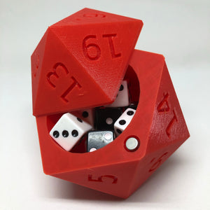 D20 Dice Case Storage Container w Magnetized Lid - Large Fits 13 D6