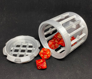 Dice Cages / Prisons / Jails / Cups for Dice Collectors - Round with Screw Cap - 3 Sizes: 2 to 12 Dice - Dungeons and Dragons - 3D Printed